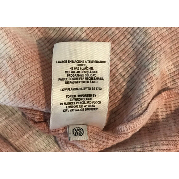 Anthropologie t.la Jill Babydoll Ribbed Tie-Dye Pink/White Top - Size Extra SM - Picture 9 of 9